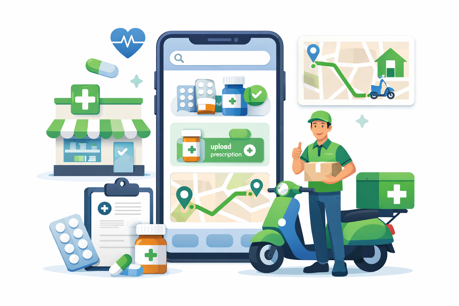 Delivery & Customer App Illustration